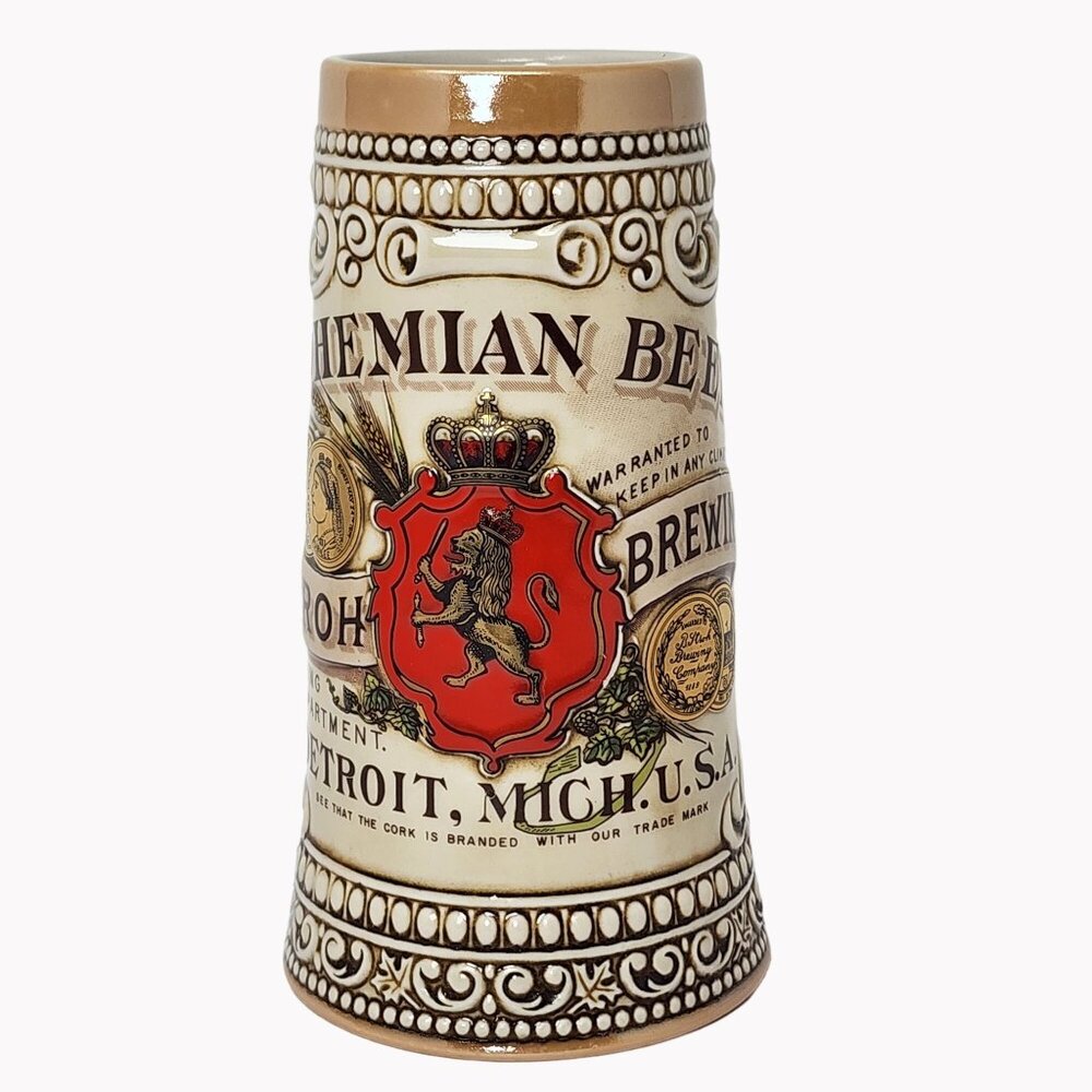 Bohemian B. Stroh's Heritage IV Collectors Ceramic Beer Stein Detroit Michigan